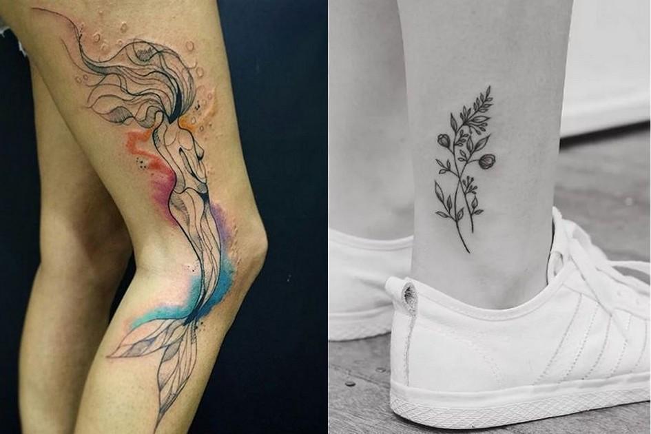 preço tatuagem delicada perna feminina