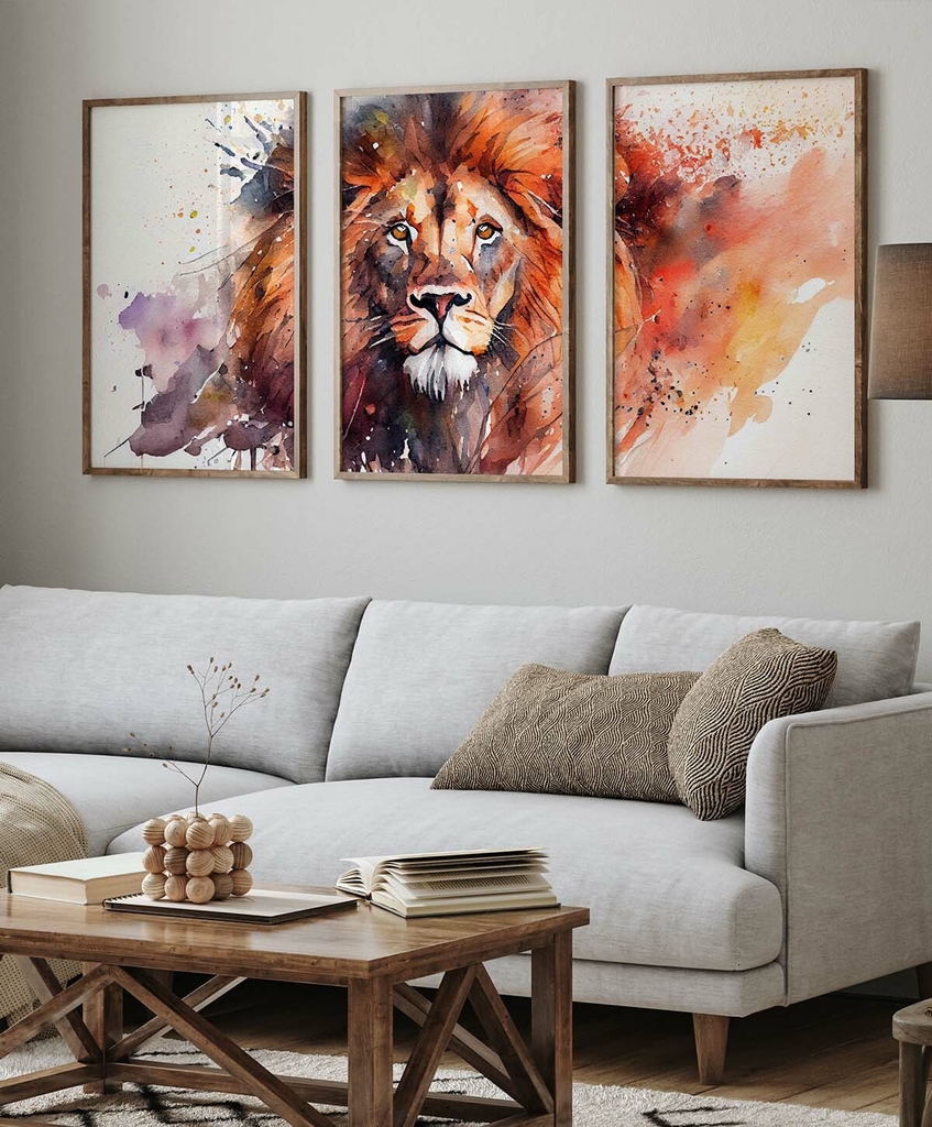 quadro leão 120x60