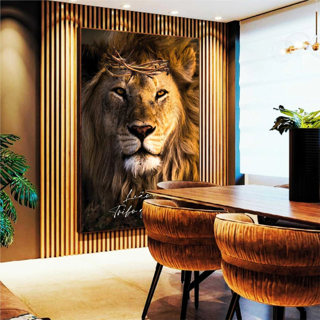 quadro leão 80x60