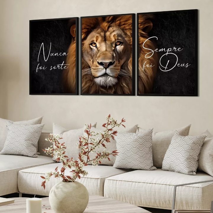 quadro leão decorativo quarto