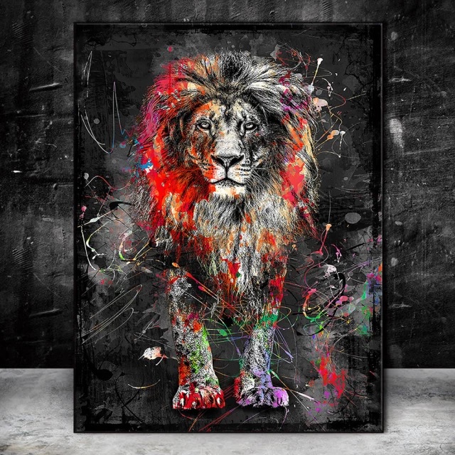 quadro decorativo leão preto e branco