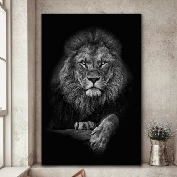 quadro leão com coroa