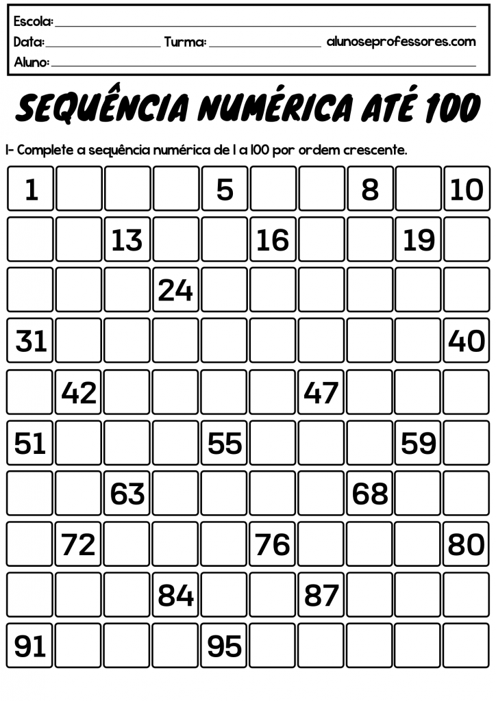 visualização de números até 100