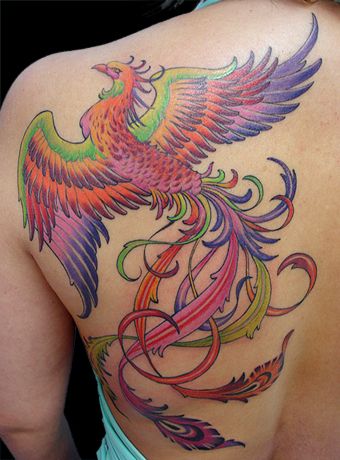 tatuagem fênix colorida