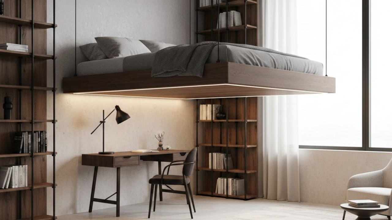 cama suspensa com gavetas