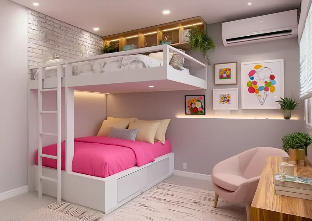 cama suspensa de madeira