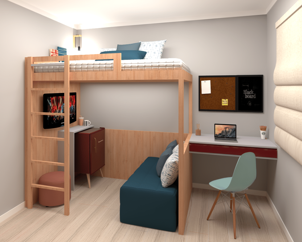 cama suspensa para espaço pequeno