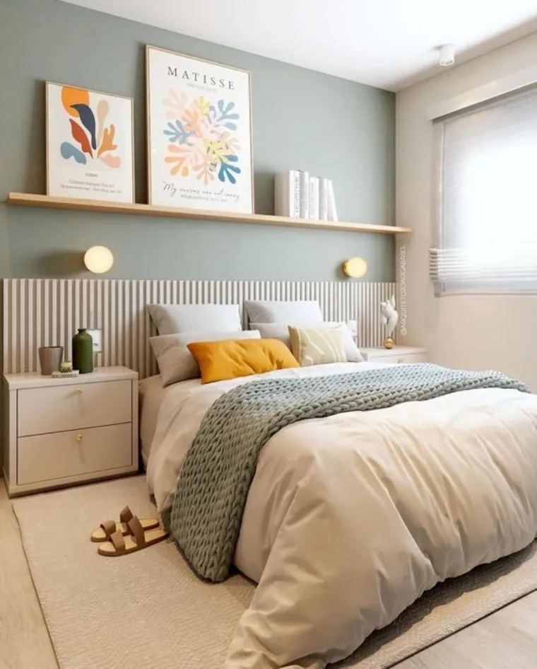 quarto de casal com cores neutras