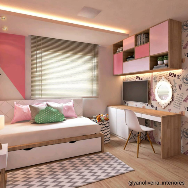 Quarto de solteiro planejado com cama baú