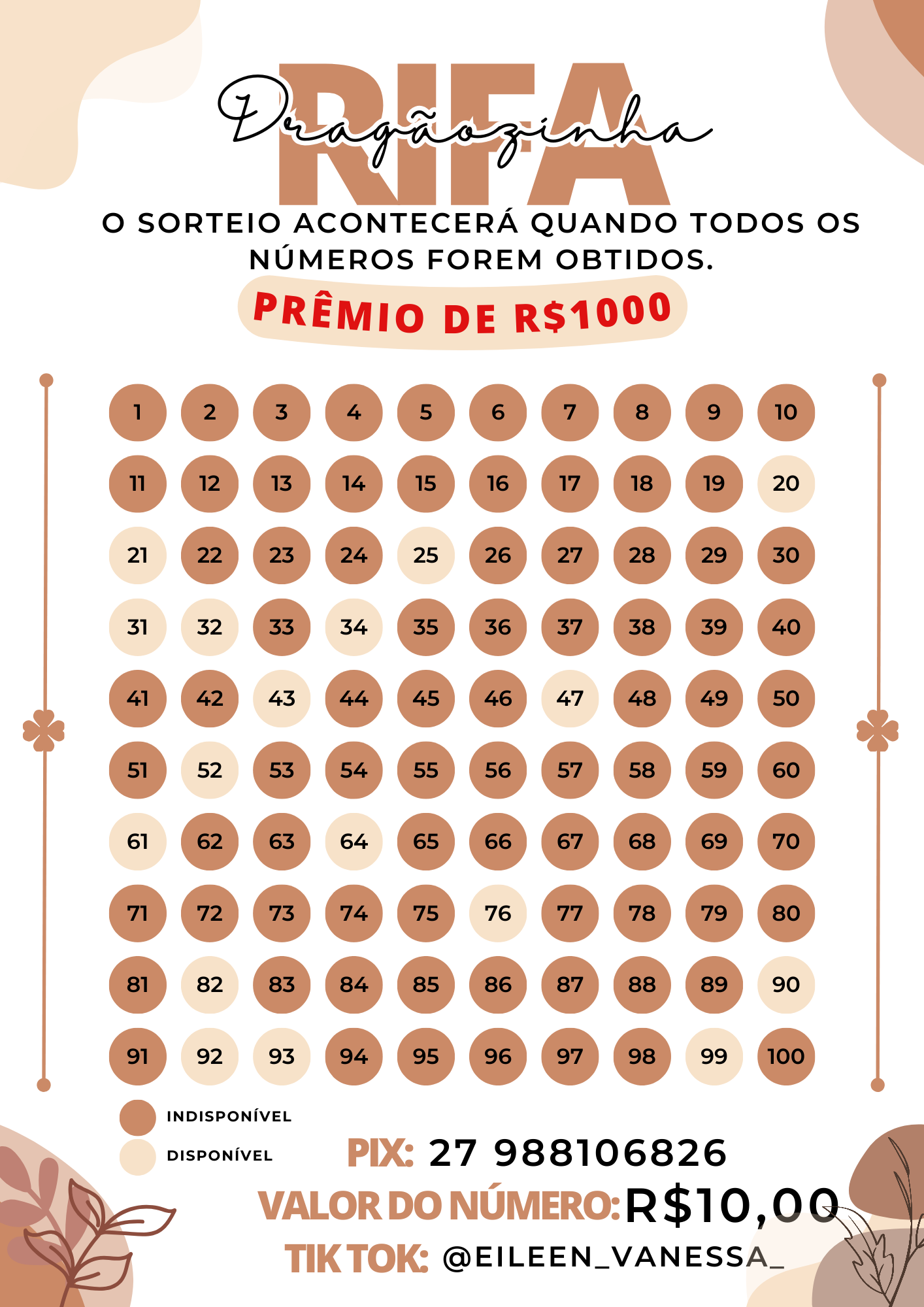 tabela de rifa 1 a 100