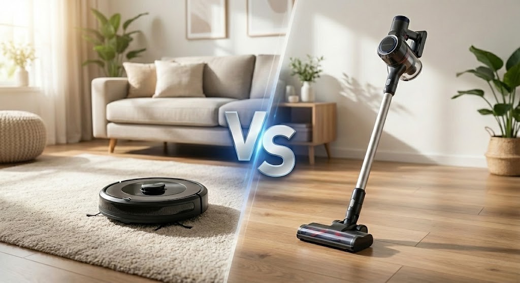 robô aspirador ou aspirador vertical