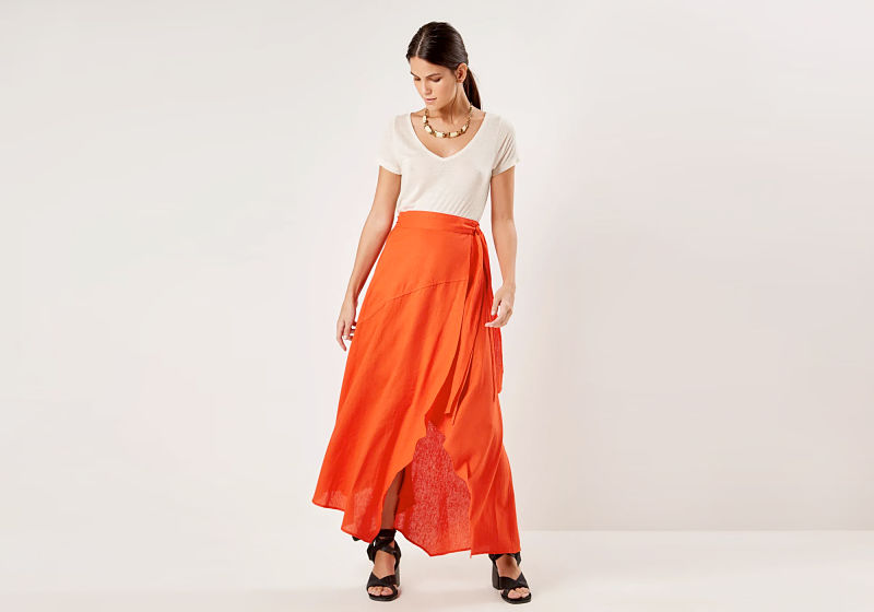 saia envelope longa estampada floral