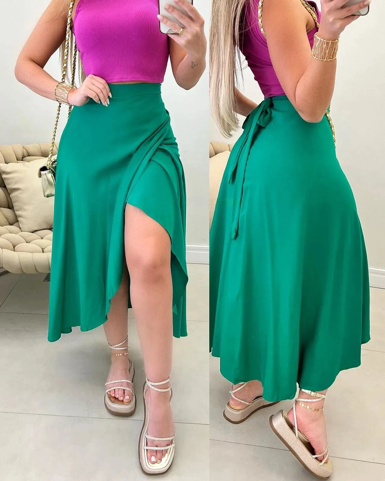 saia envelope longa estampada boho