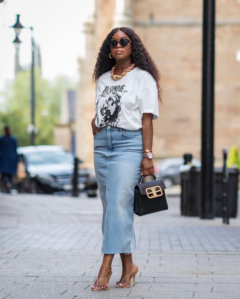 saia jeans midi looks
