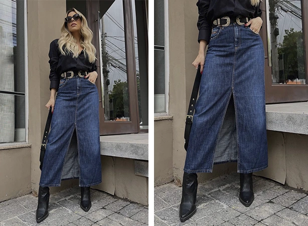 saia midi preta inverno