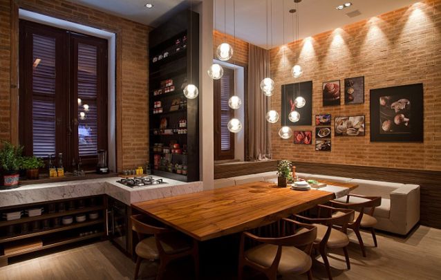sala de jantar moderna com ilha
