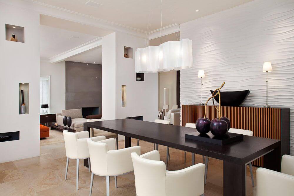 sala de jantar moderna com madeira