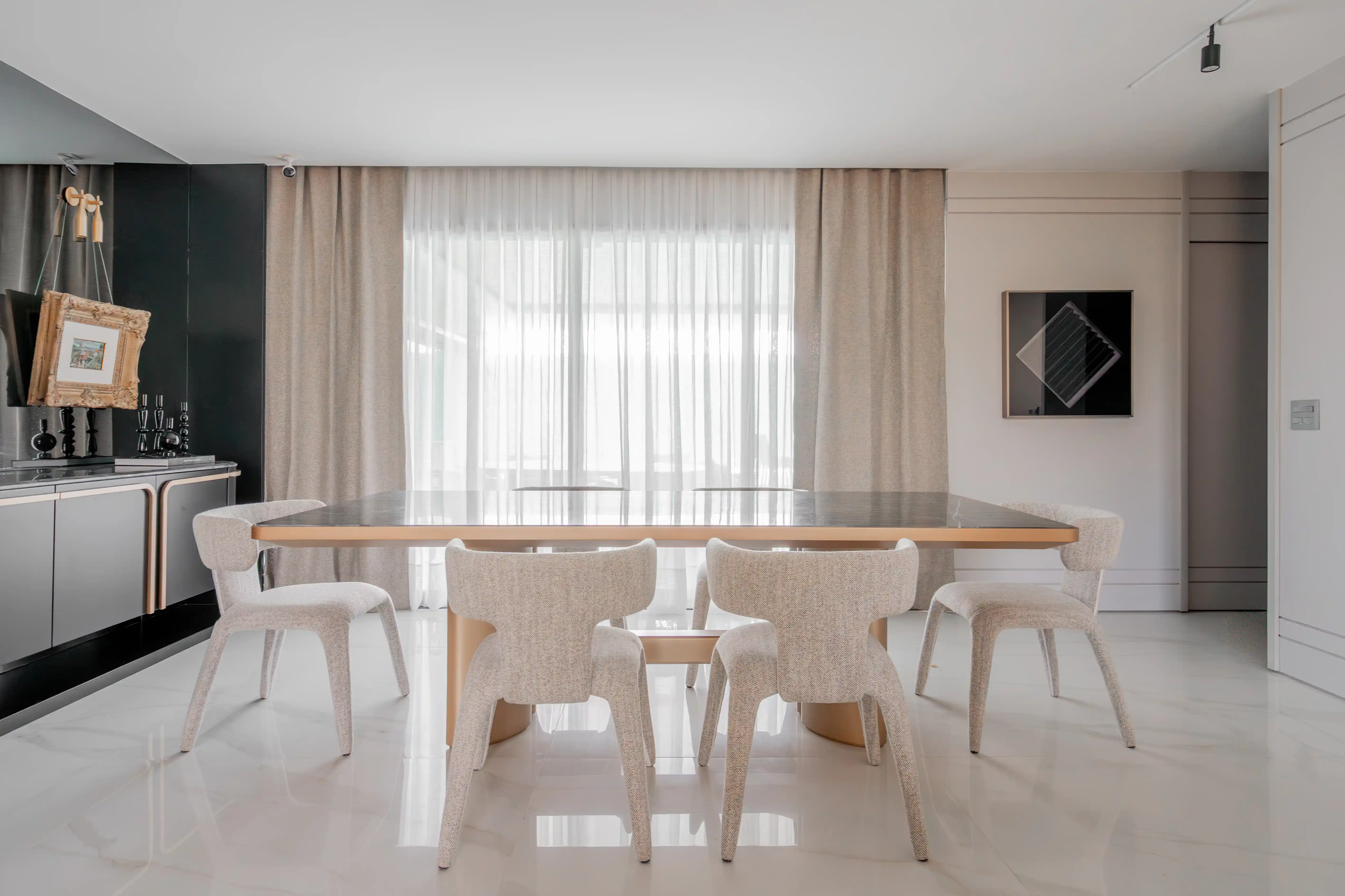sala de jantar moderna com ilha
