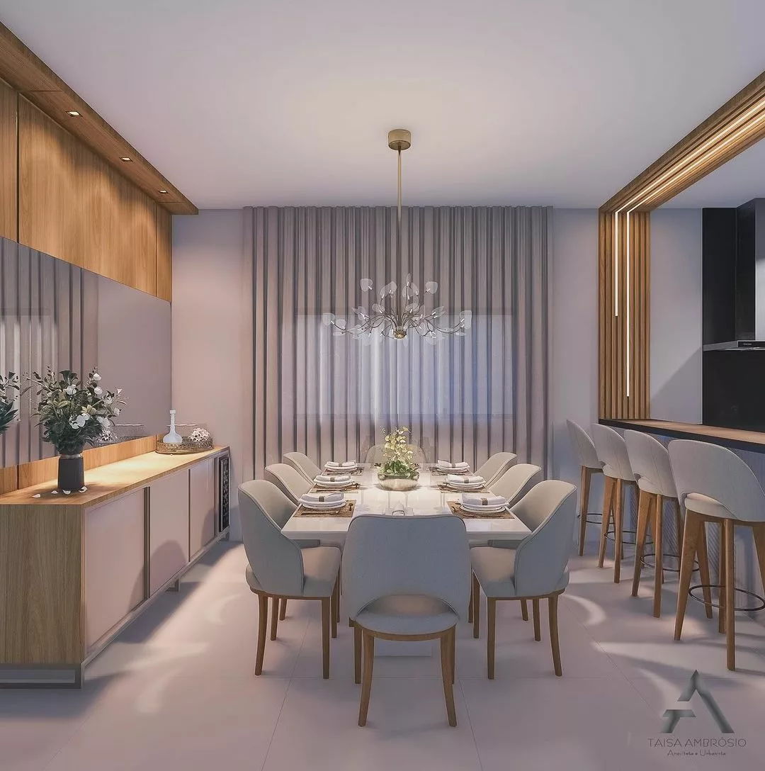 sala de jantar moderna com iluminação