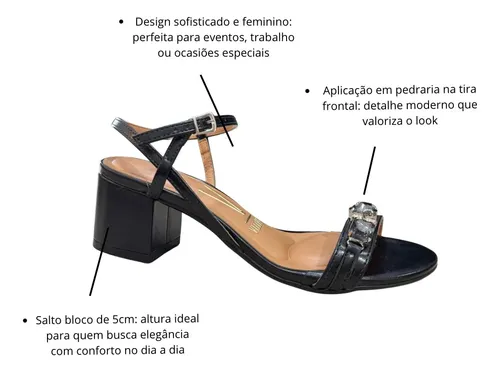 sandália preta Vizzano salto baixo looks dia a dia