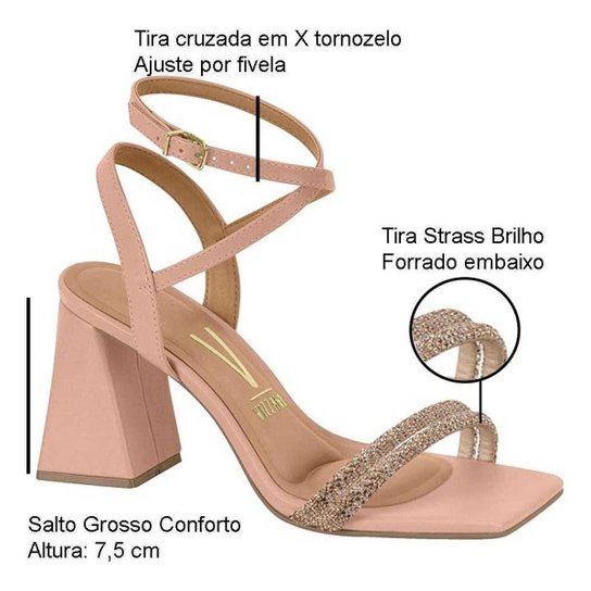 sandália vizzano salto grosso prata