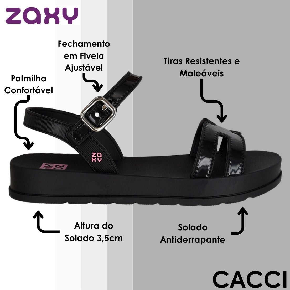 Zaxy Partner Flatform Fivelas Glitter