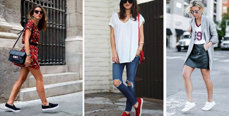Looks com sapatenis slip on