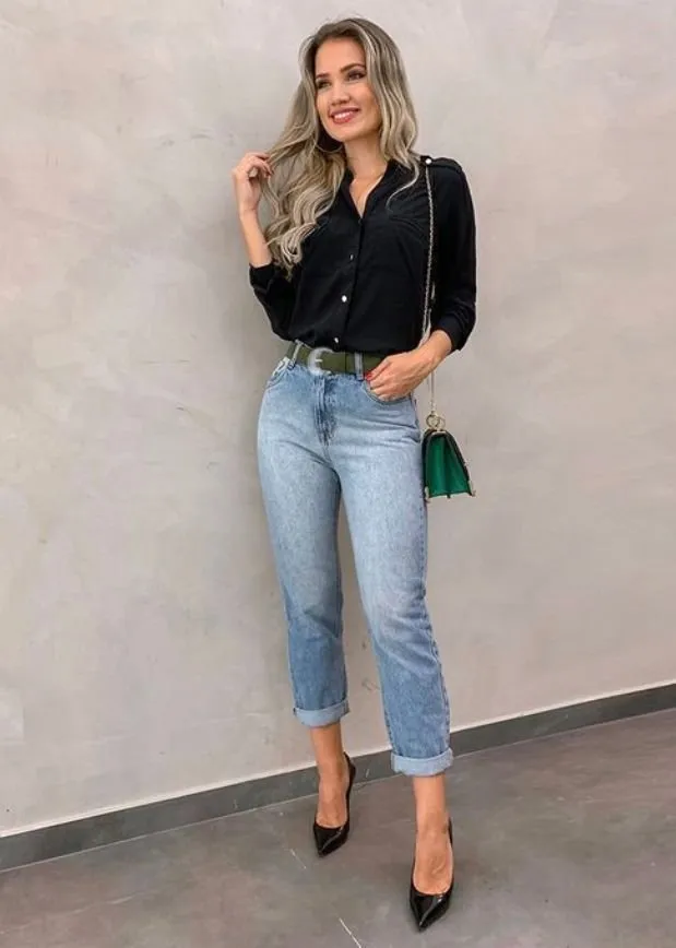 looks com sapato baixo para trabalhar