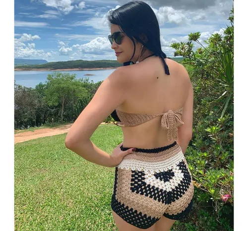 Shorts de crochê para saída de praia
