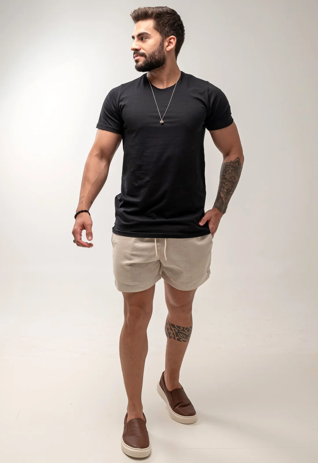 short de linho masculino