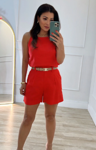 short de linho branco