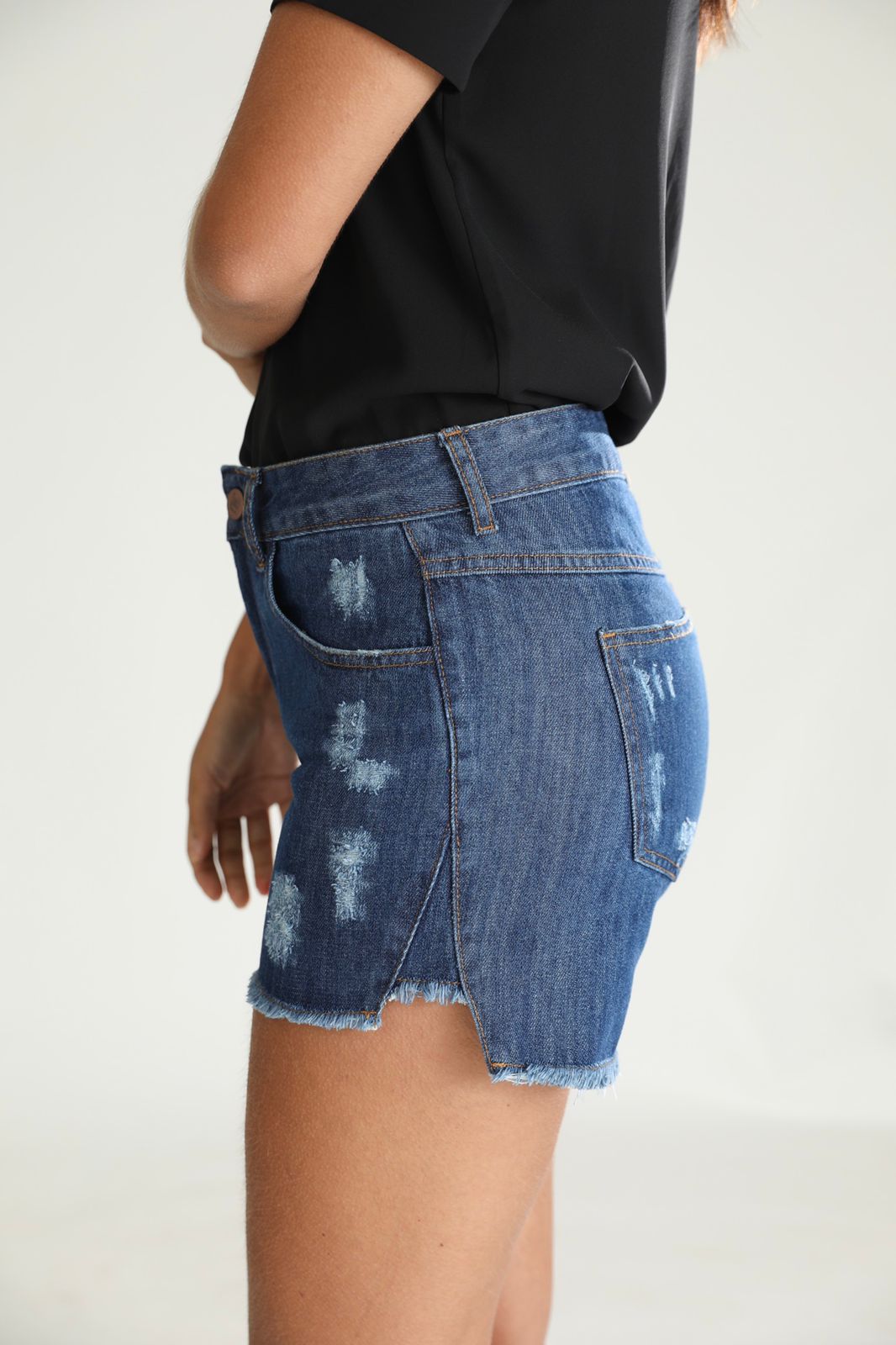 short jeans cintura alta cropped