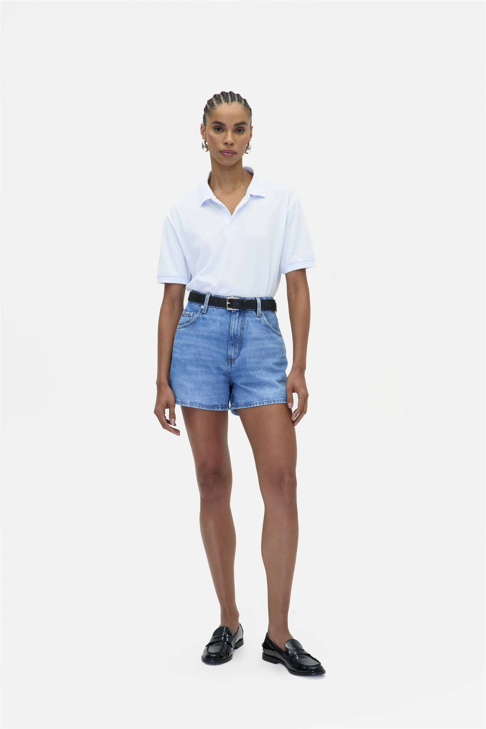 short jeans cintura alta branco