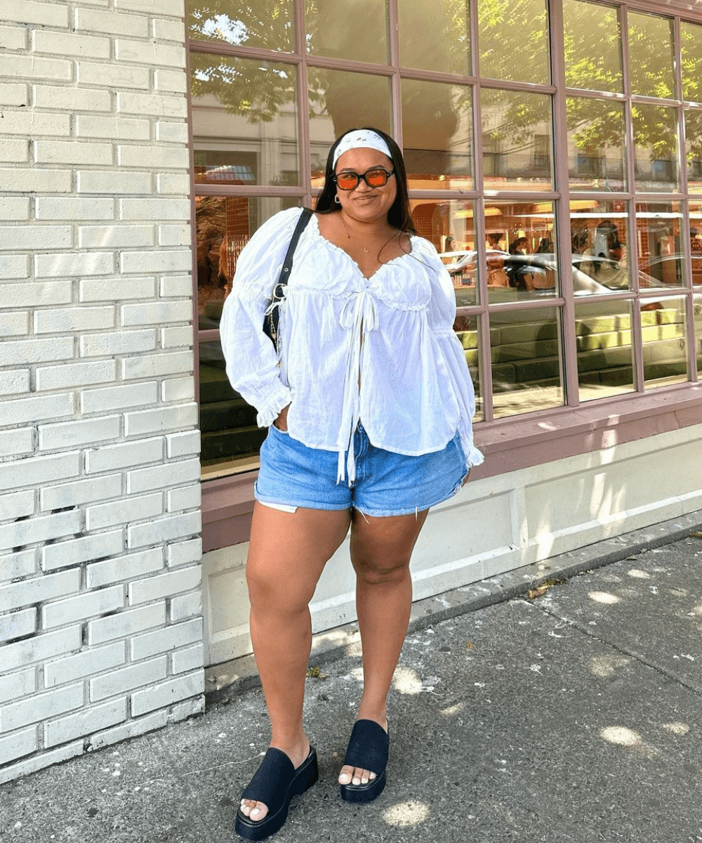 short plus size estampado