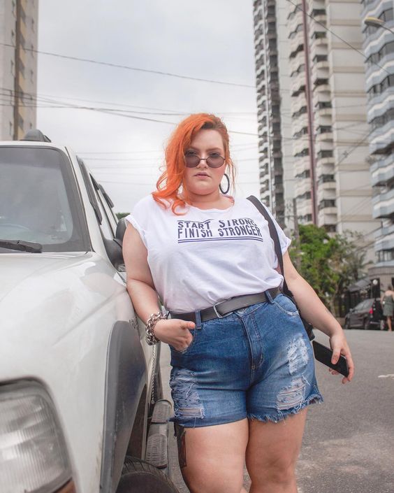 combinações shorts plus size