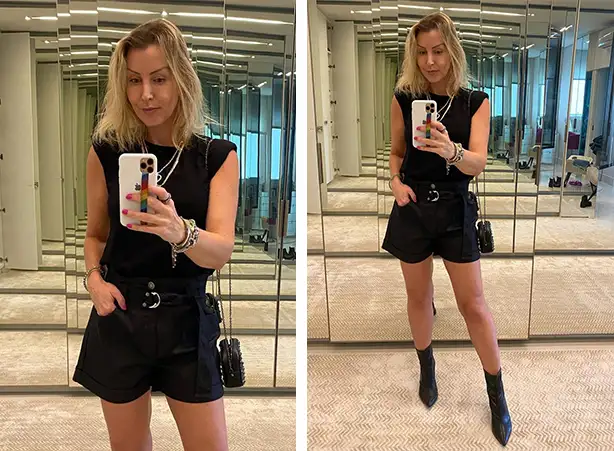 looks com shorts pretos para trabalho