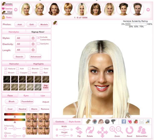 simulador de tintas de cabelo