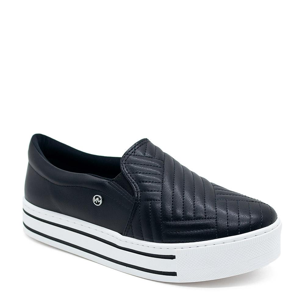 slip on preto feminino couro