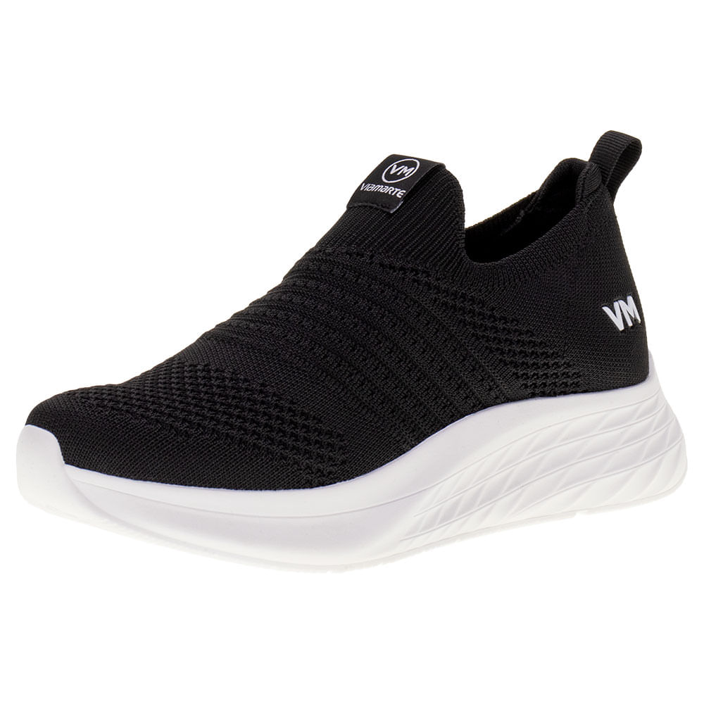 slip on preto feminino couro