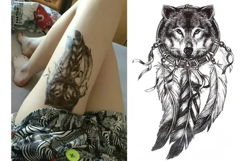 tatuagem de lobo no ombro