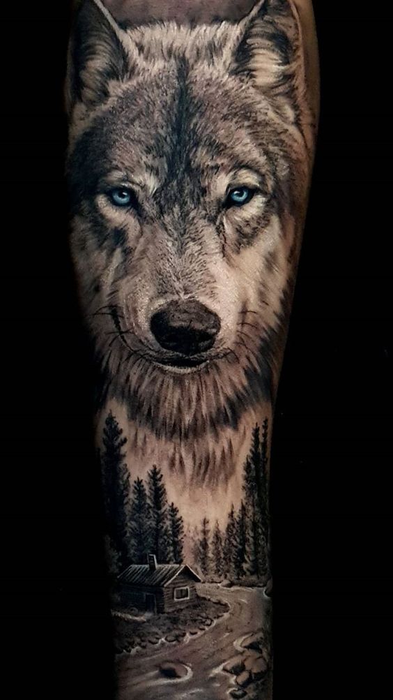 tatuagem de lobo delicada