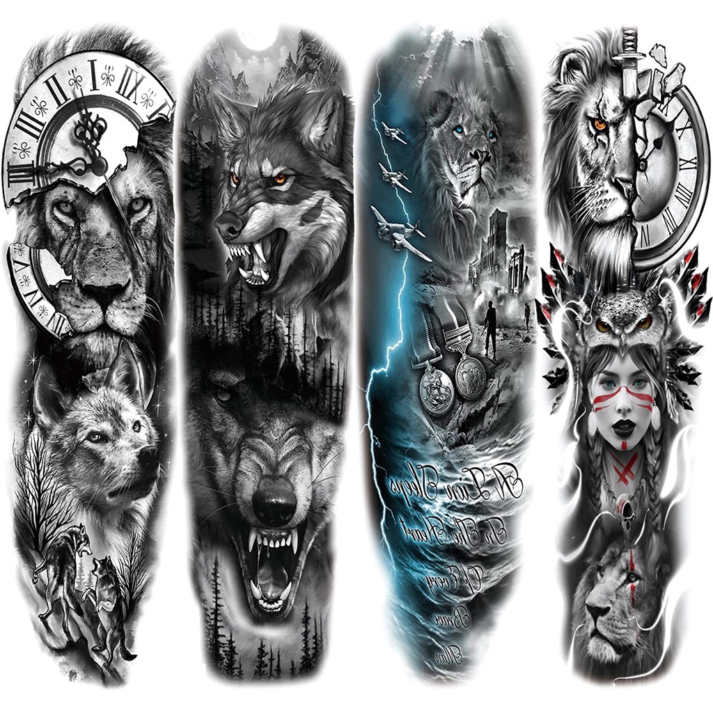 tatuagem de lobo no braço