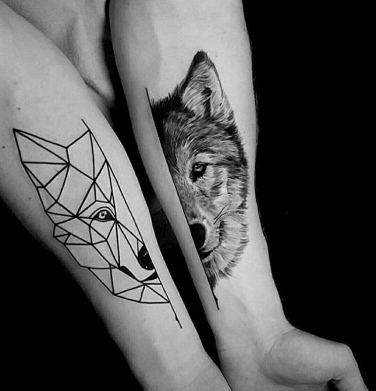 tatuagem de lobo colorida