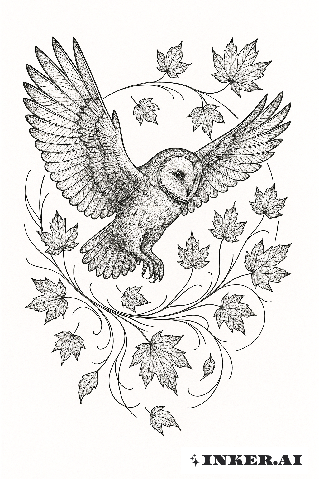 desenho tatuagem coruja minimalista para pulso