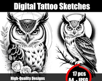 desenho tatuagem coruja minimalista para pulso