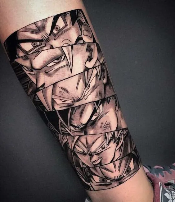tatuagem de anime no braço vs antebraço