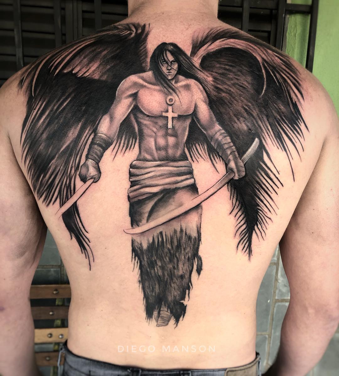 tatuagem anjo aquarela braço