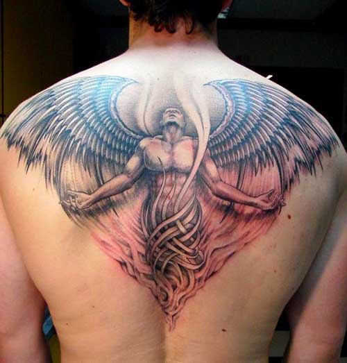 tatuagem anjo com asas grandes braço