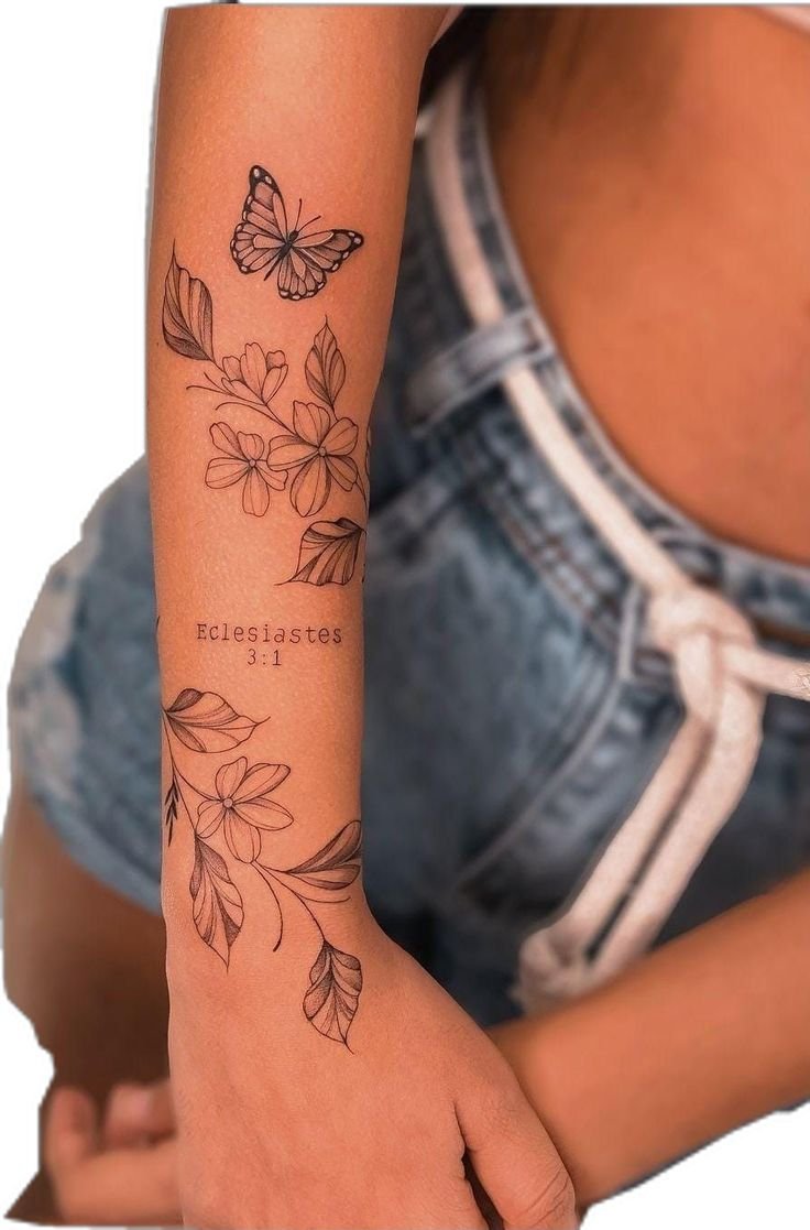 Tatuagem De Flores Delicadas No Antebraço