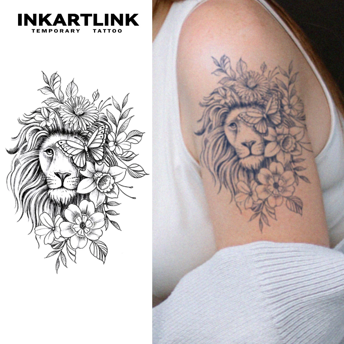 tatuagem de onça com elementos da natureza